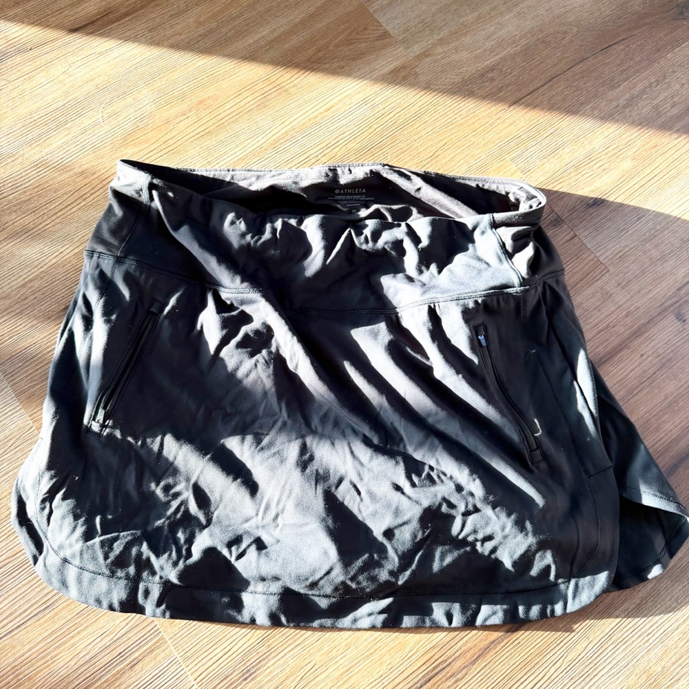 Athleta Fairway Golf Skort 16” Classic Black  Zipper Details Size 2X